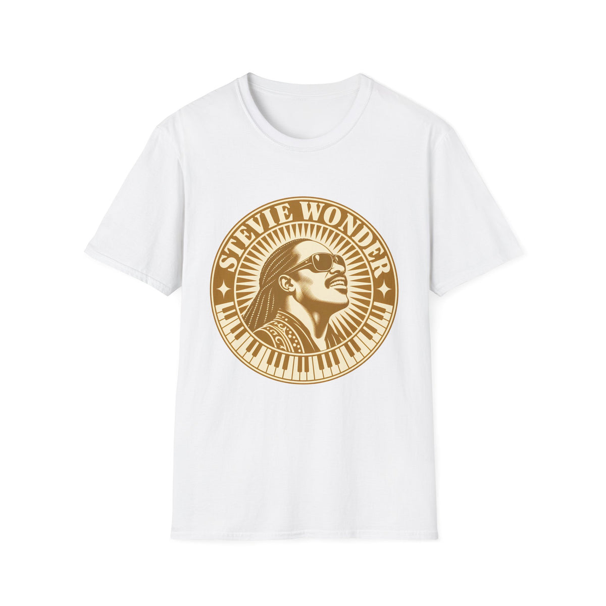 Stevie Wonder Graphic T-Shirt - Vintage Gold Portrait Tee