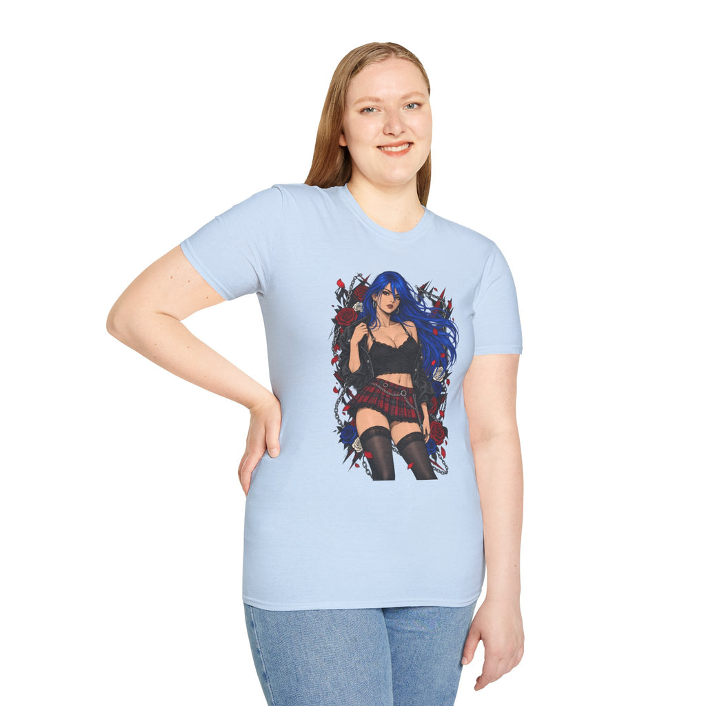 Blue Haired Rock Chick | Japanese Anime Style Pin-up Girl