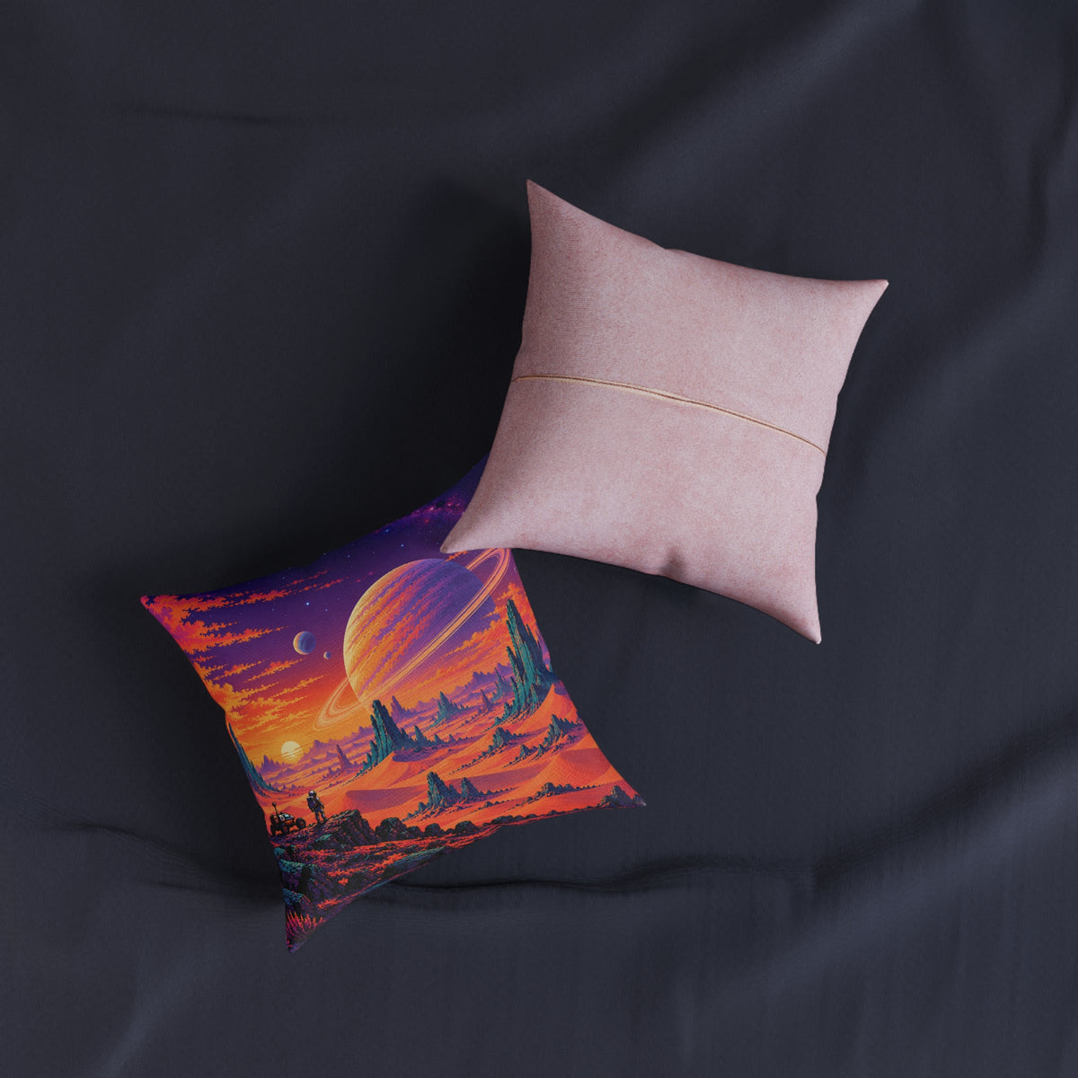 Alien Desert Pixel Art Space Planet Cushion | Decorative Sofa Pillow
