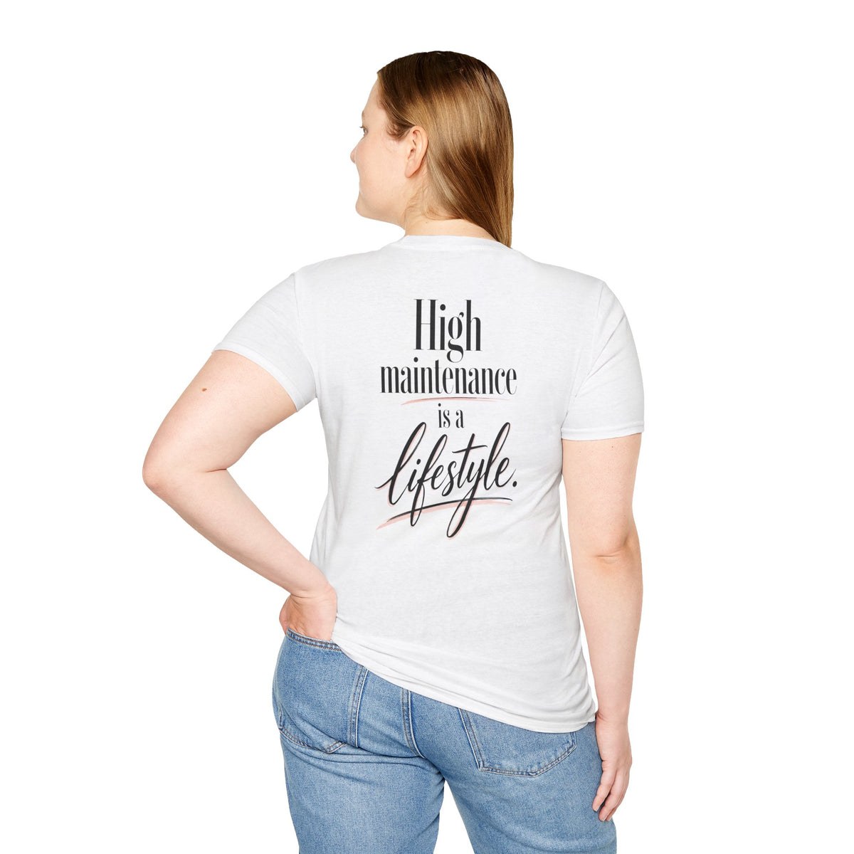 High Maintenance Is a Lifestyle | Fashionable Pink Vintage Lady Graphic Tee