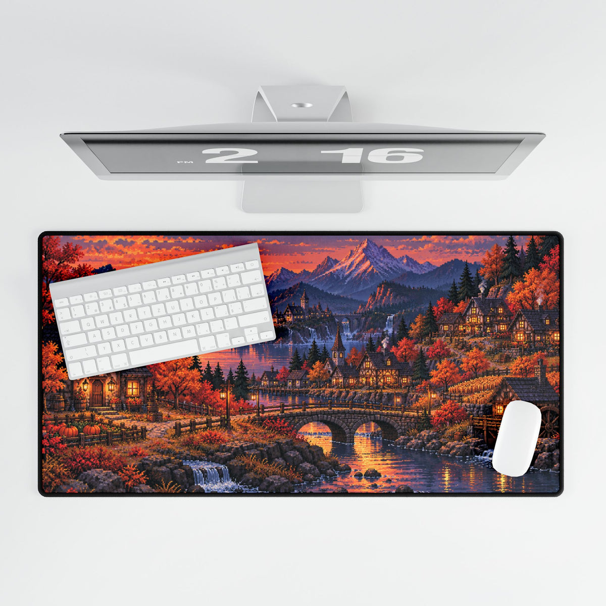 Autumn Village Sunset | Scenic Fall Landscape Gaming/Office Mouse Pad