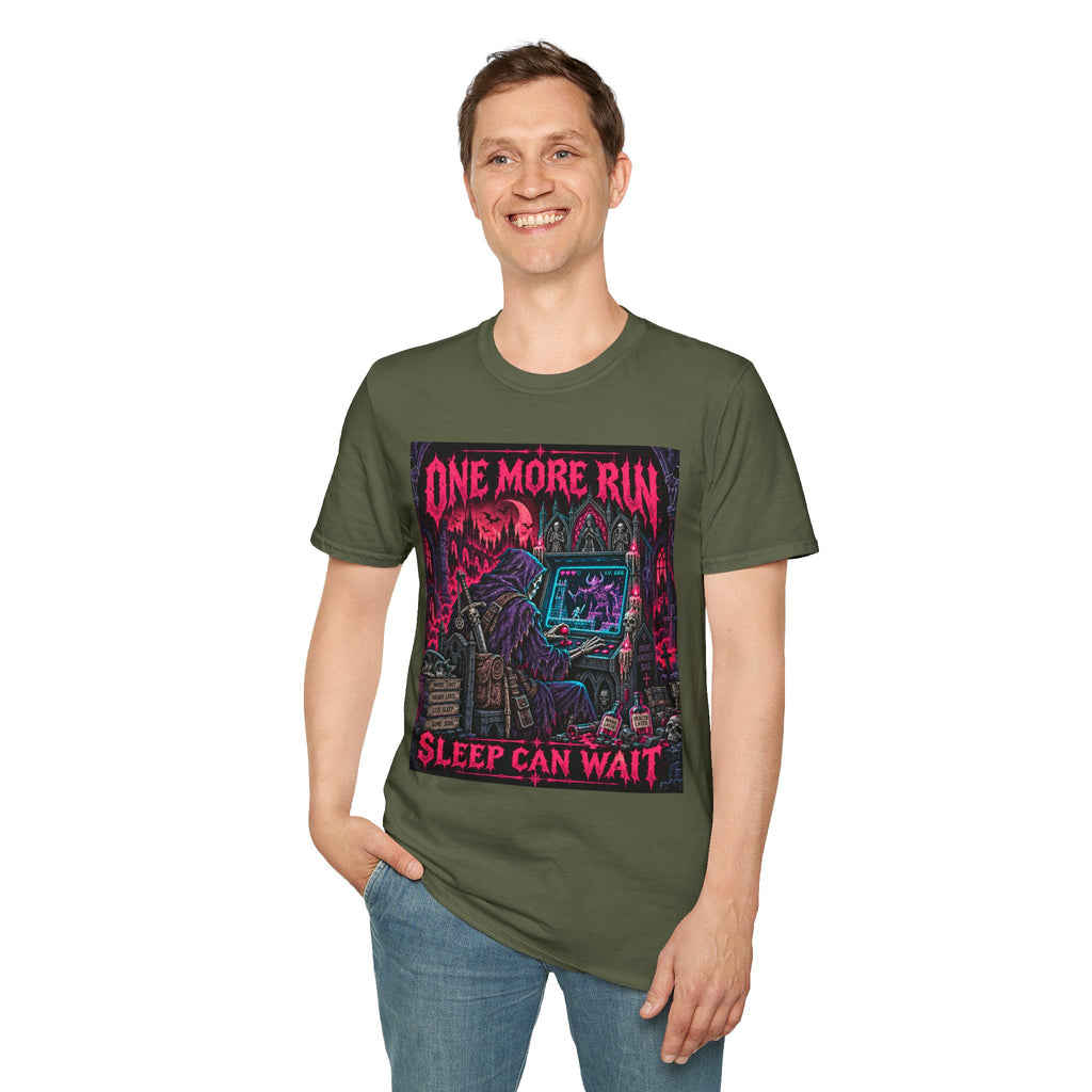 One More Run T‑Shirt — 'Sleep Can Wait' Retro Horror Gaming Tee