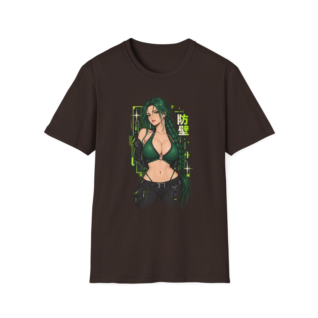 Jade | Anime Green-Haired Sexy Pin Up Girl Warrior Graphic Shirt