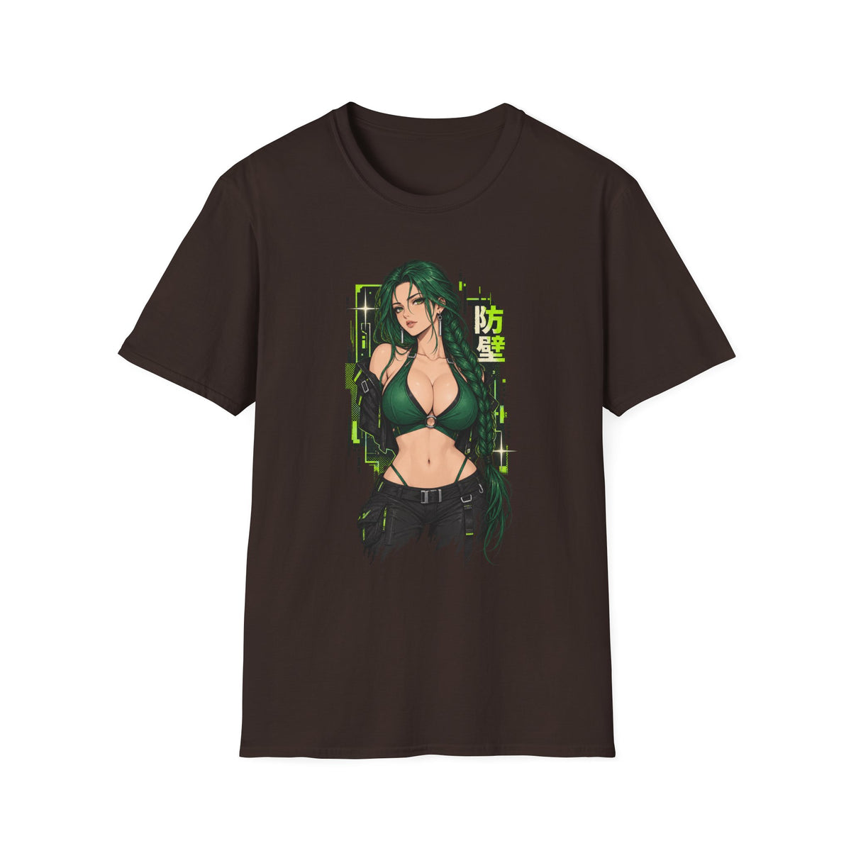 Jade | Anime Green-Haired Sexy Pin Up Girl Warrior Graphic Shirt