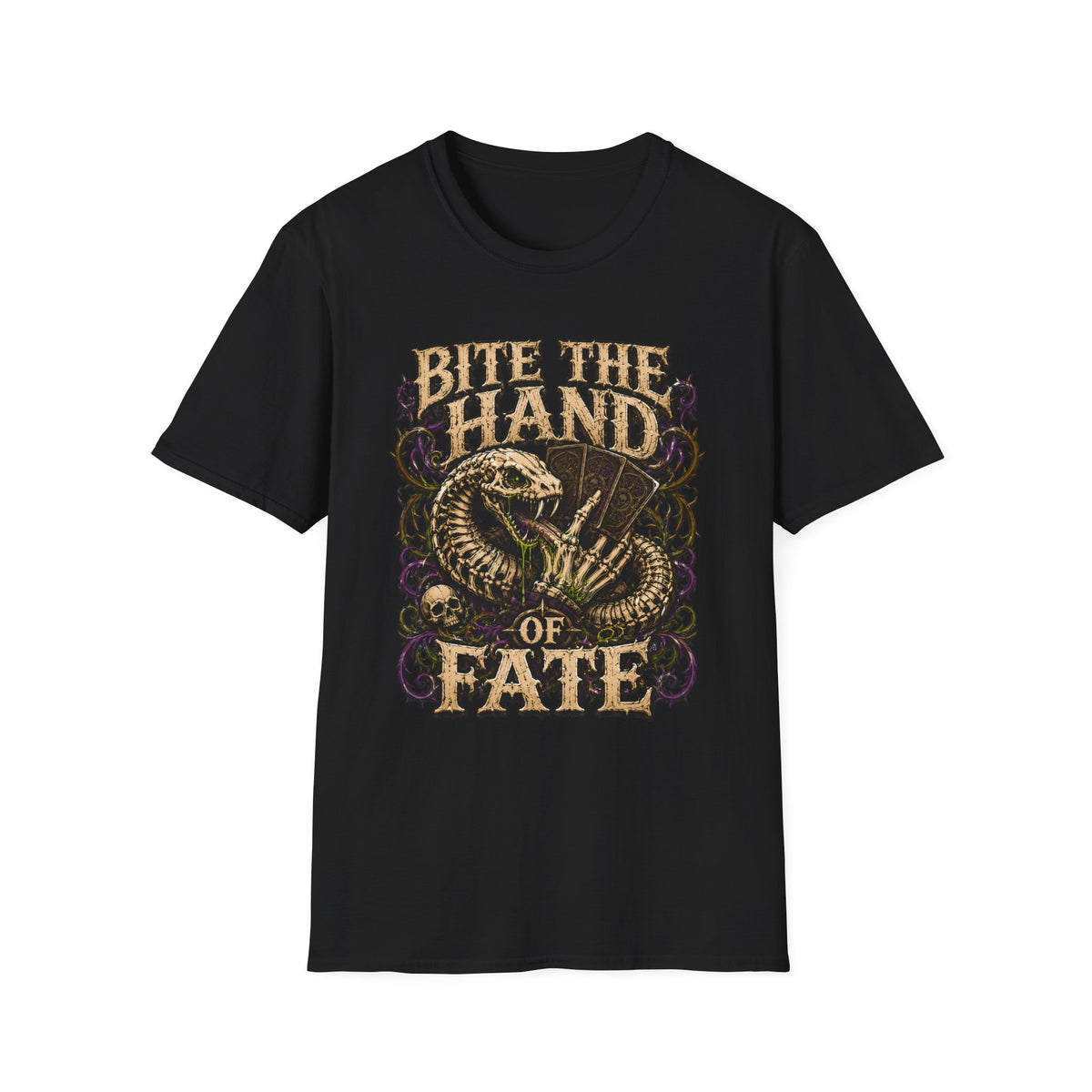 Bite the Hand of Fate Halloween T-Shirt - Vintage Snake Graphic Tee