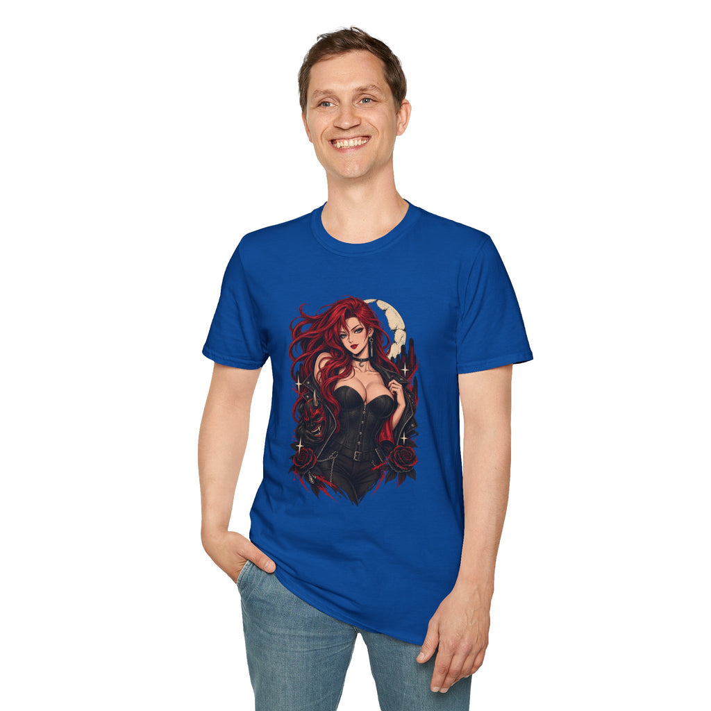 Crimson Dusk | Sexy Gothic Hannya Mask Pin up Woman T-Shirt