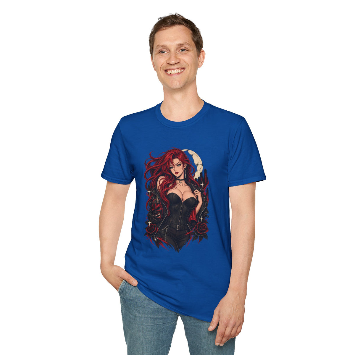 Crimson Dusk | Sexy Gothic Hannya Mask Pin up Woman T-Shirt