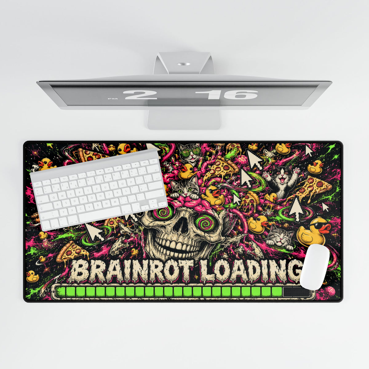 Brainrot Loading | Colourful Skull Gaming Mousepad