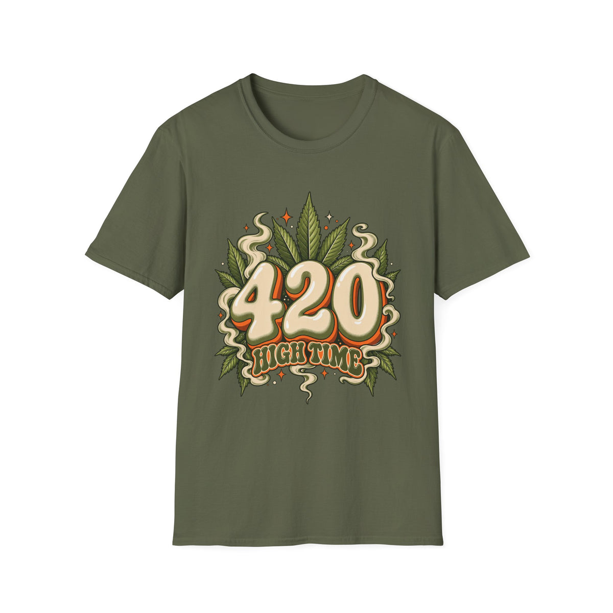 420 High Time | Retro | Cannabis Leaf | Stoner | Graphic Tee