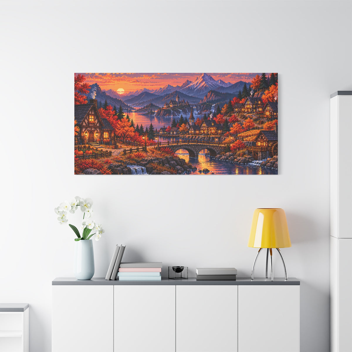 Autumn Valley Sunset Canvas Wall Art