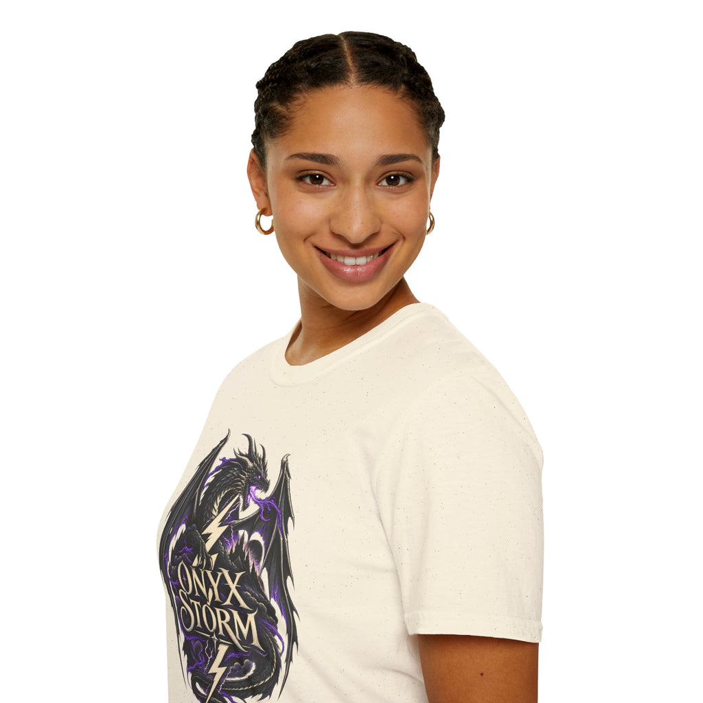 Onyx Storm Dragon T-Shirt | Book Inspired Gothic Lightning Fantasy Tee