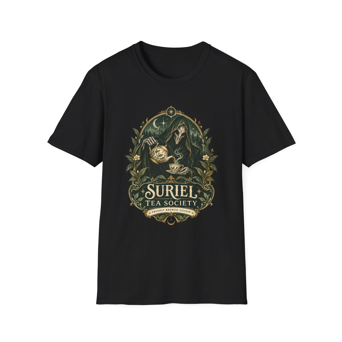 Suriel Tea Society | Freshley Brewed Gossip | ACOTAR Book Graphic T Shirt