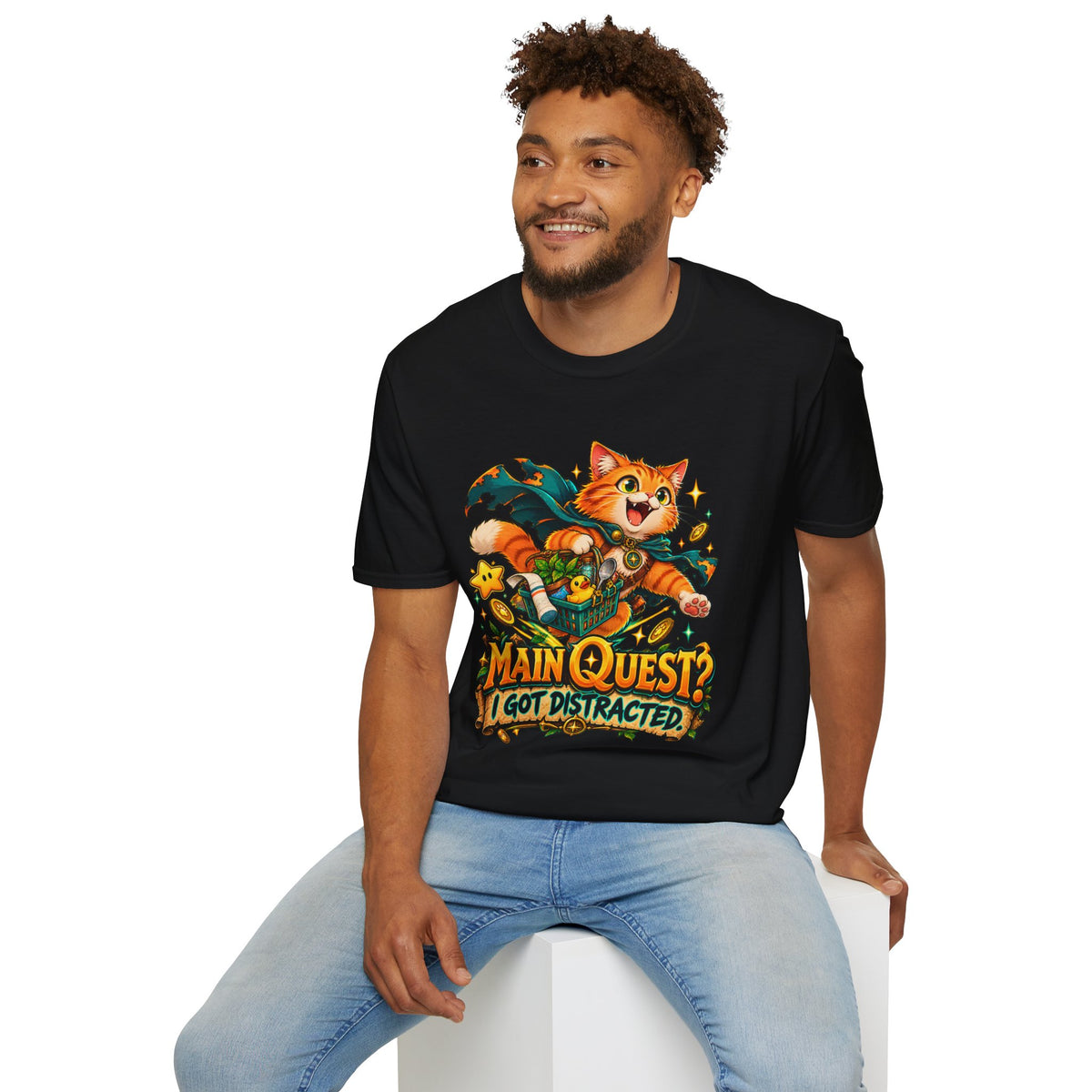 Main Quest? I Got Distracted | Funny Gaming Cat Tee