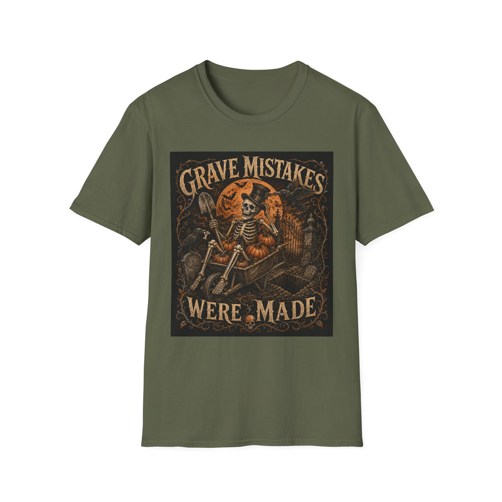 Grave Mistakes Skeleton Tee — Vintage Halloween Skull T‑Shirt