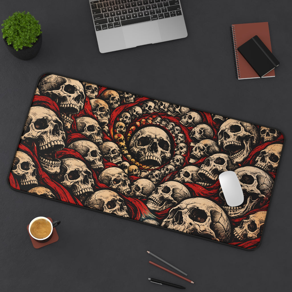 Skull Woodcut | Red Black and Cream Graphic Art