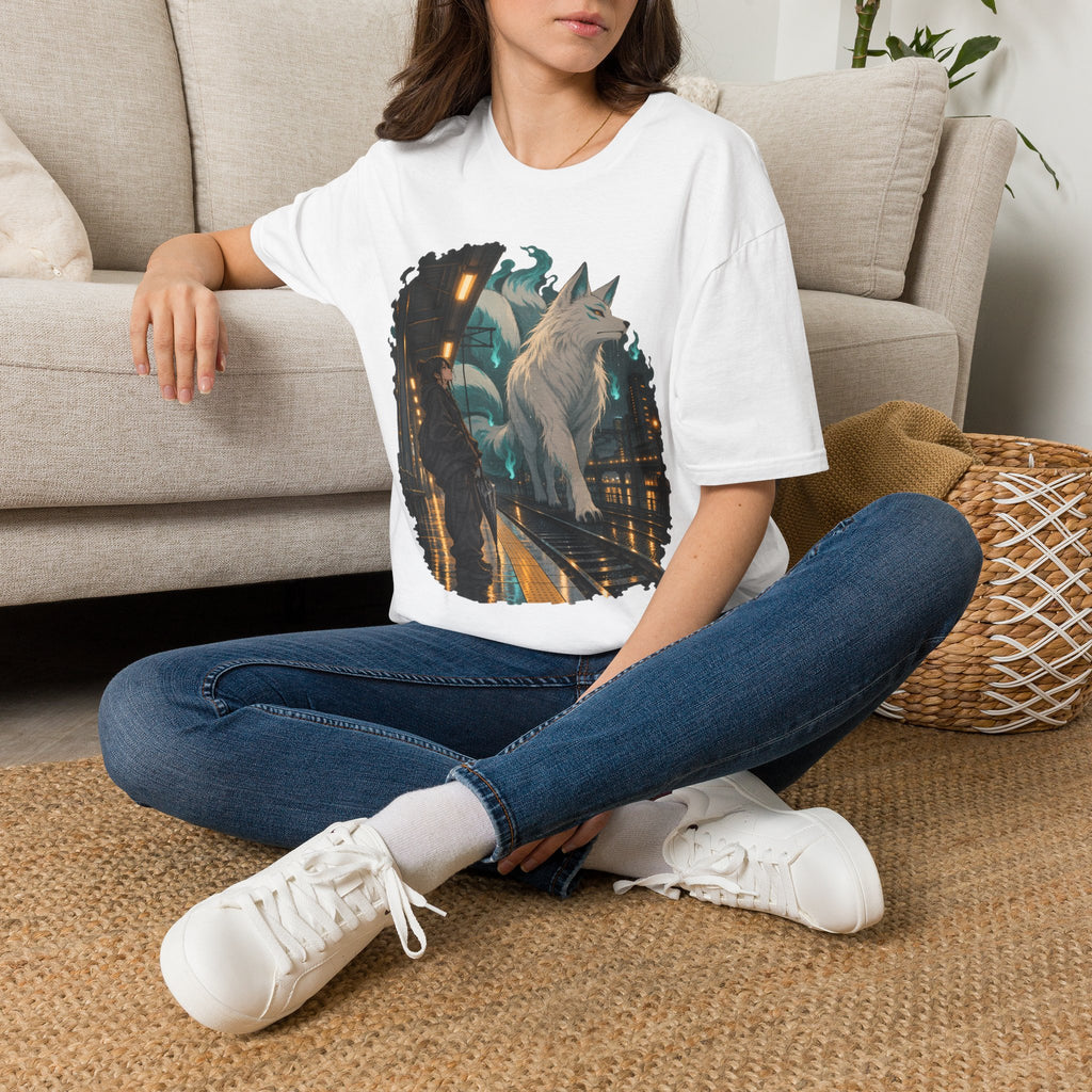 Wolf in the Rain | Last Train Home T-Shirt | Urban Nightscape Graphic Tee