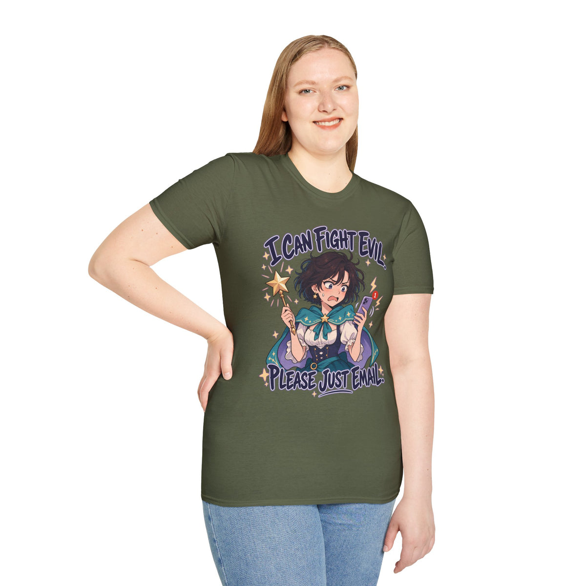 Working Witch | I Can Fight Evil, Please Just Email | Cute Anime T Shirt