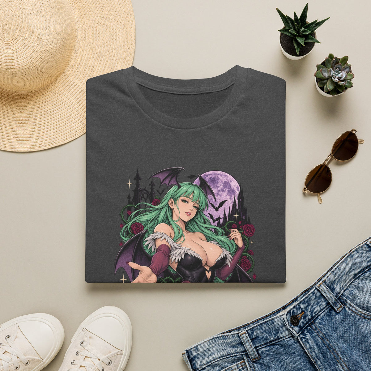 Morrigan | Sexy Succubus Pin Up Girl | Gothic Sorceress Halloween Gamer T-Shirt