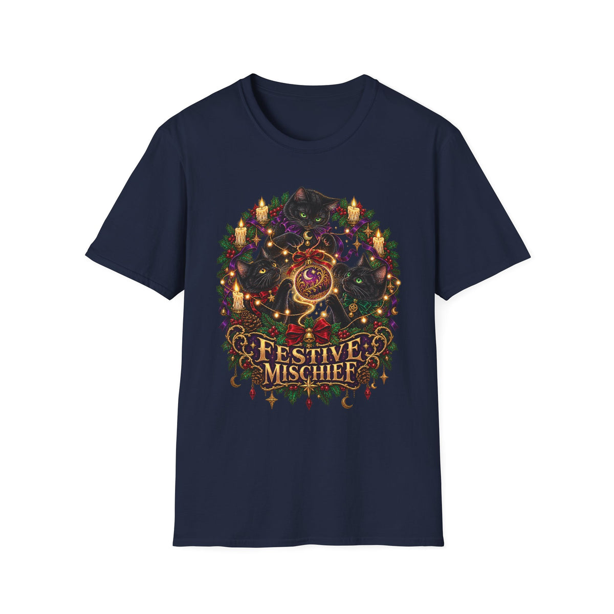 Festive Mischief | Cat Lover Christmas Holiday T-Shirt