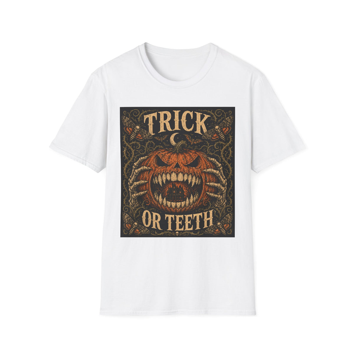 Halloween 'Trick or Teeth' T-Shirt — Vintage Scary Pumpkin Graphic