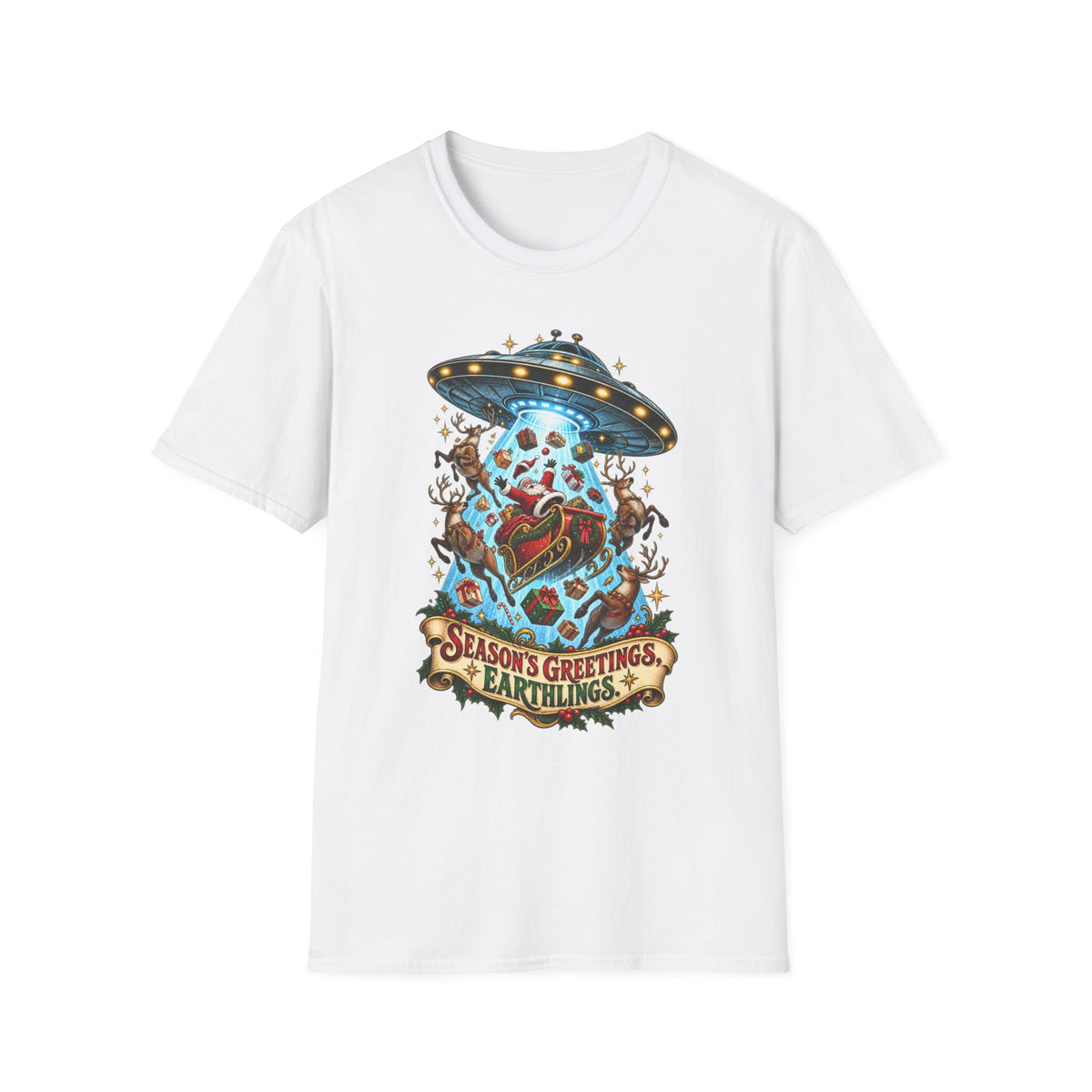UFO Christmas | Season’s Greetings Earthlings UFO Christmas T-Shirt