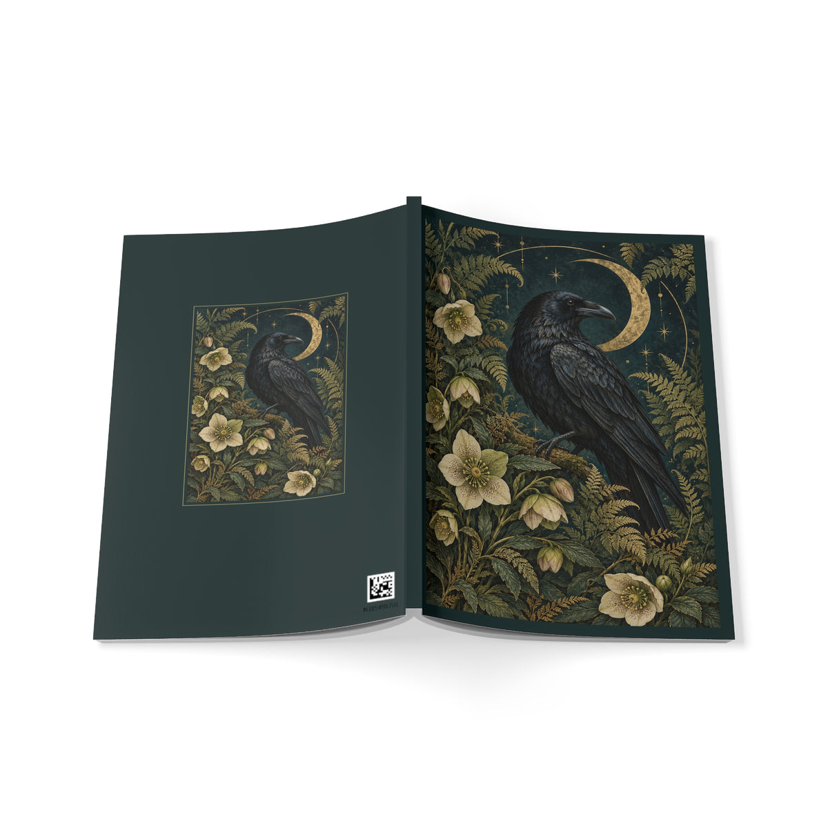 Raven Botanical A5 Lined Notebook Celestial Moon Journal 150 Pages
