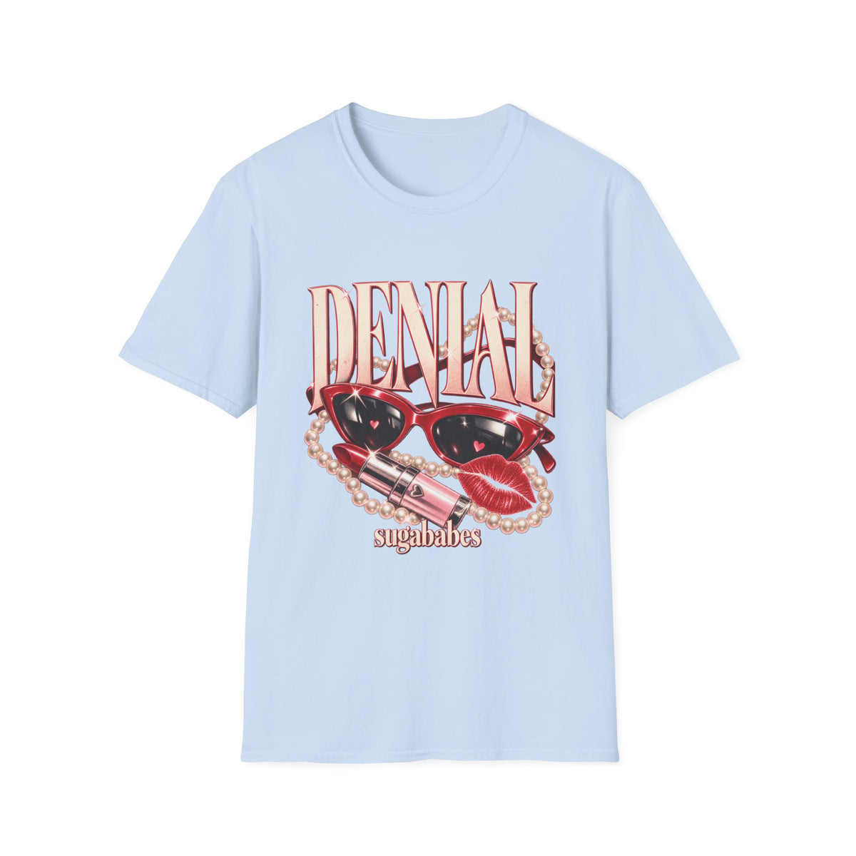 Denial | Sugababes | Retro Sunglasses & Lipstick Design Graphic T-Shirt