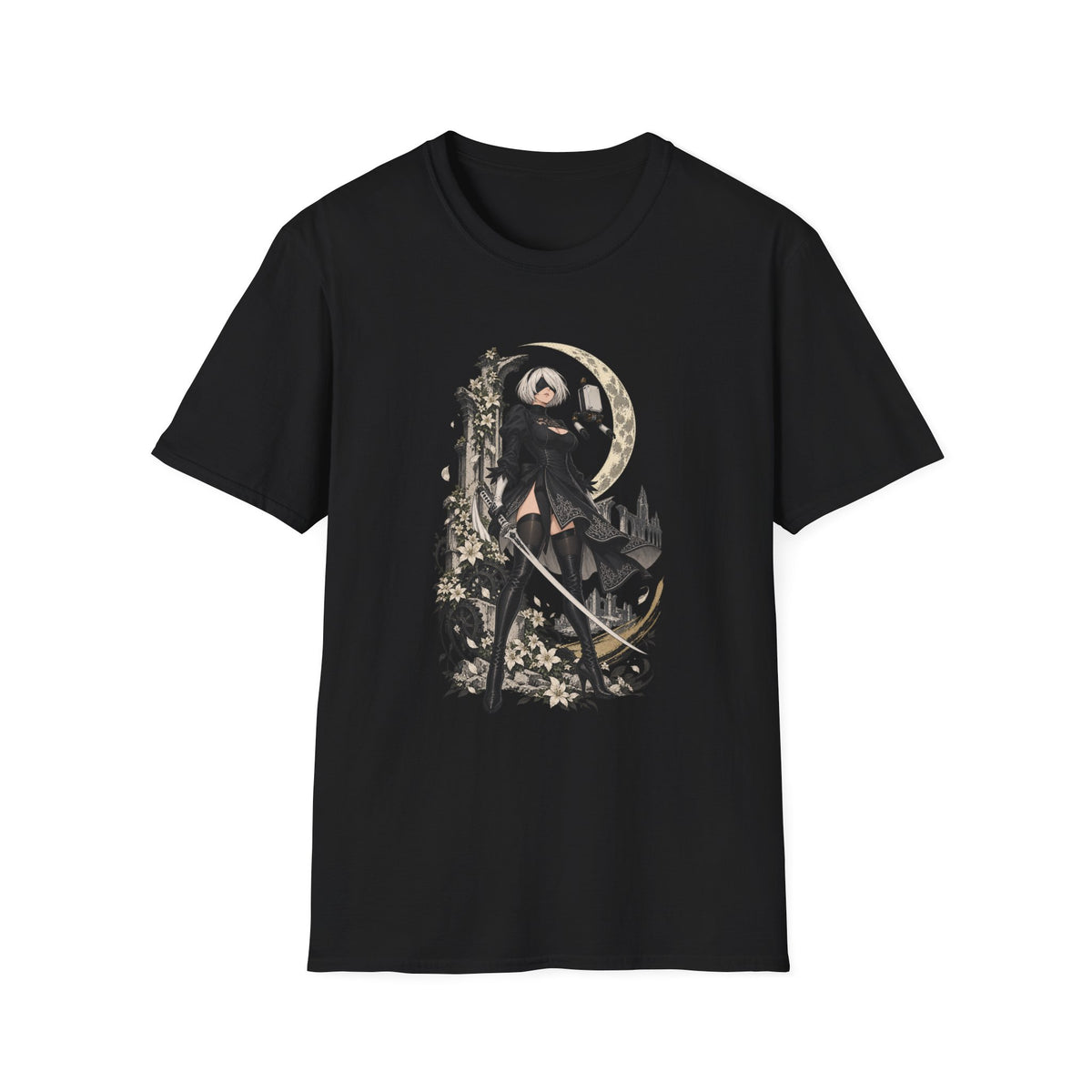 2B | Nie: Automata | Anime Gothic Warrior Moonlight Pin Up T-Shirt