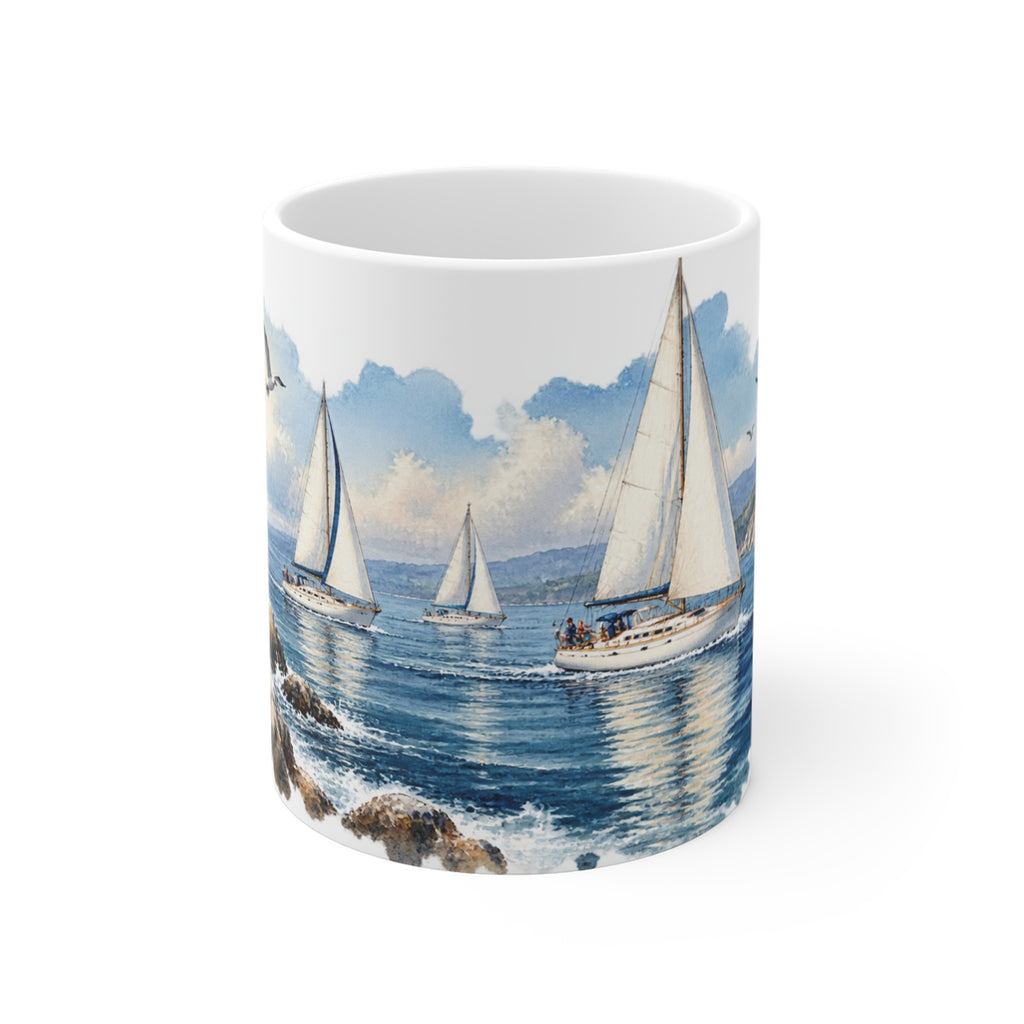 Sailboat Regatta Watercolour Mug | Nautical Sailing Scene