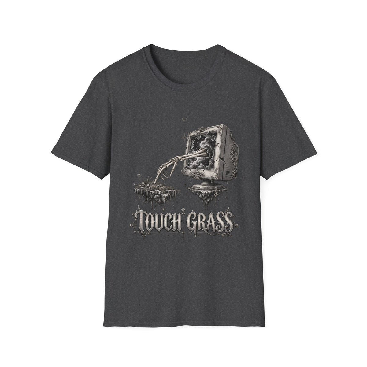 Touch Grass | Retro CRT Monster Graphic Tee