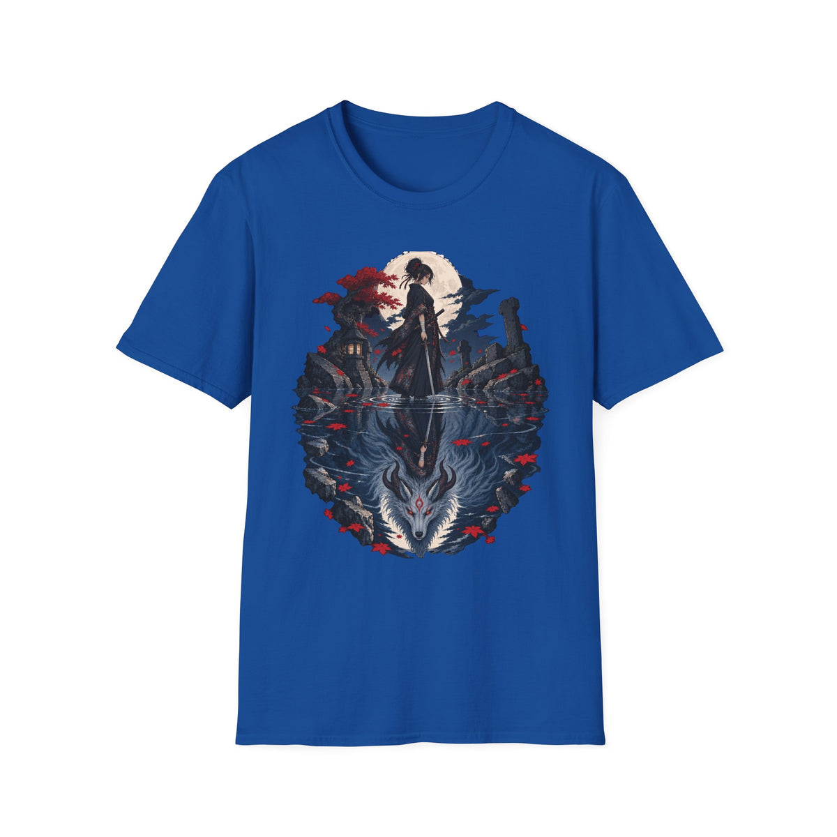 Reflection of a Monster | Moonlit Wolf Spirit T-Shirt | Samurai Silhouette Graphic Tee