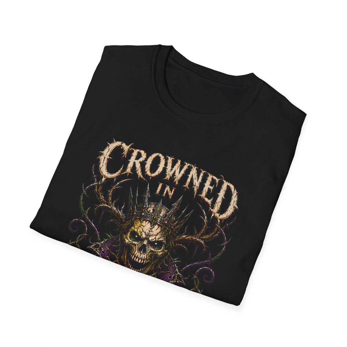 Crowned in Curses T-Shirt - Dark Skull Antler Gothic Graphic Tee