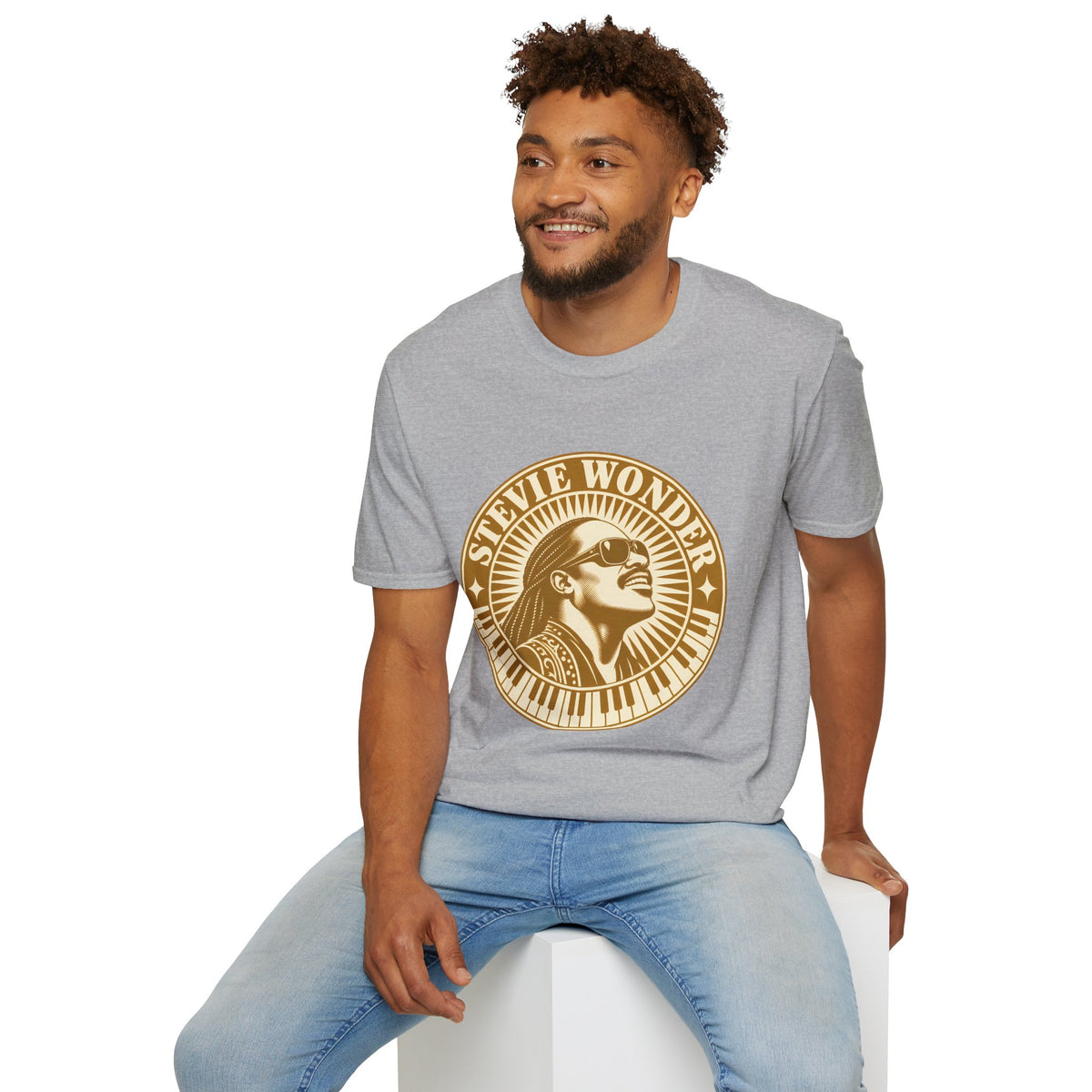 Stevie Wonder Graphic T-Shirt - Vintage Gold Portrait Tee