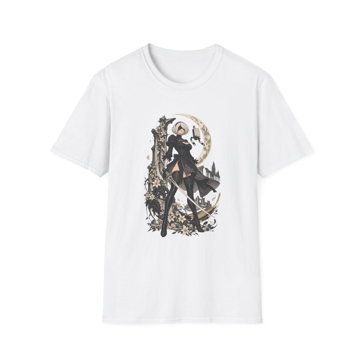 2B | Nie: Automata | Anime Gothic Warrior Moonlight Pin Up T-Shirt