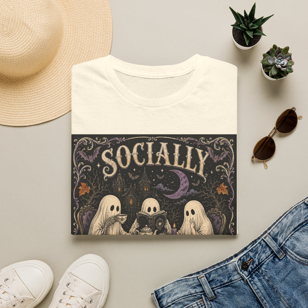 Socially Haunted T-Shirt — Cute Ghost Halloween Graphic Tee