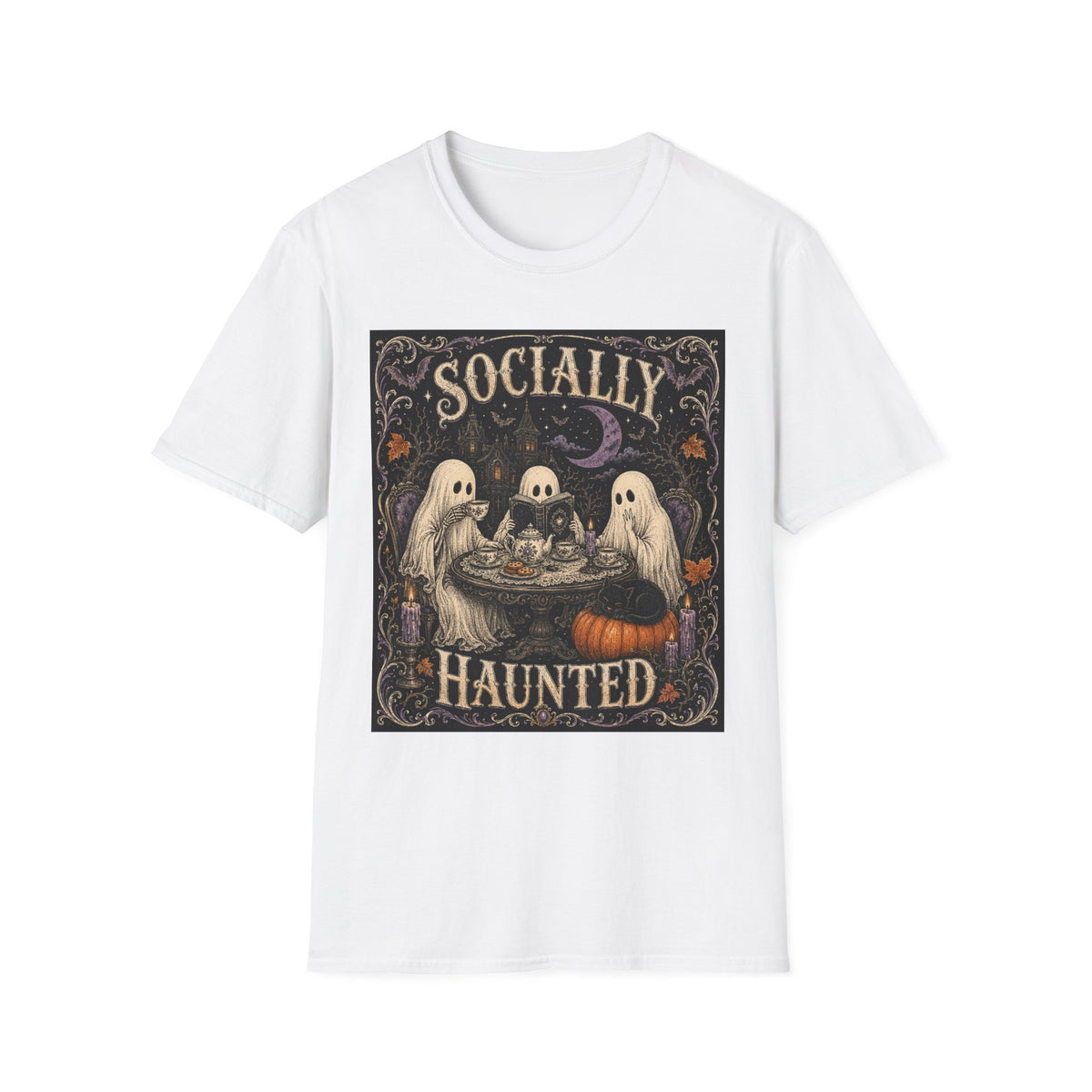 Socially Haunted T-Shirt — Cute Ghost Halloween Graphic Tee