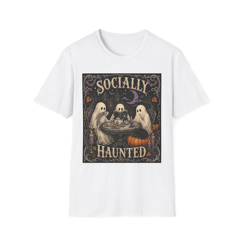 Socially Haunted T-Shirt — Cute Ghost Halloween Graphic Tee