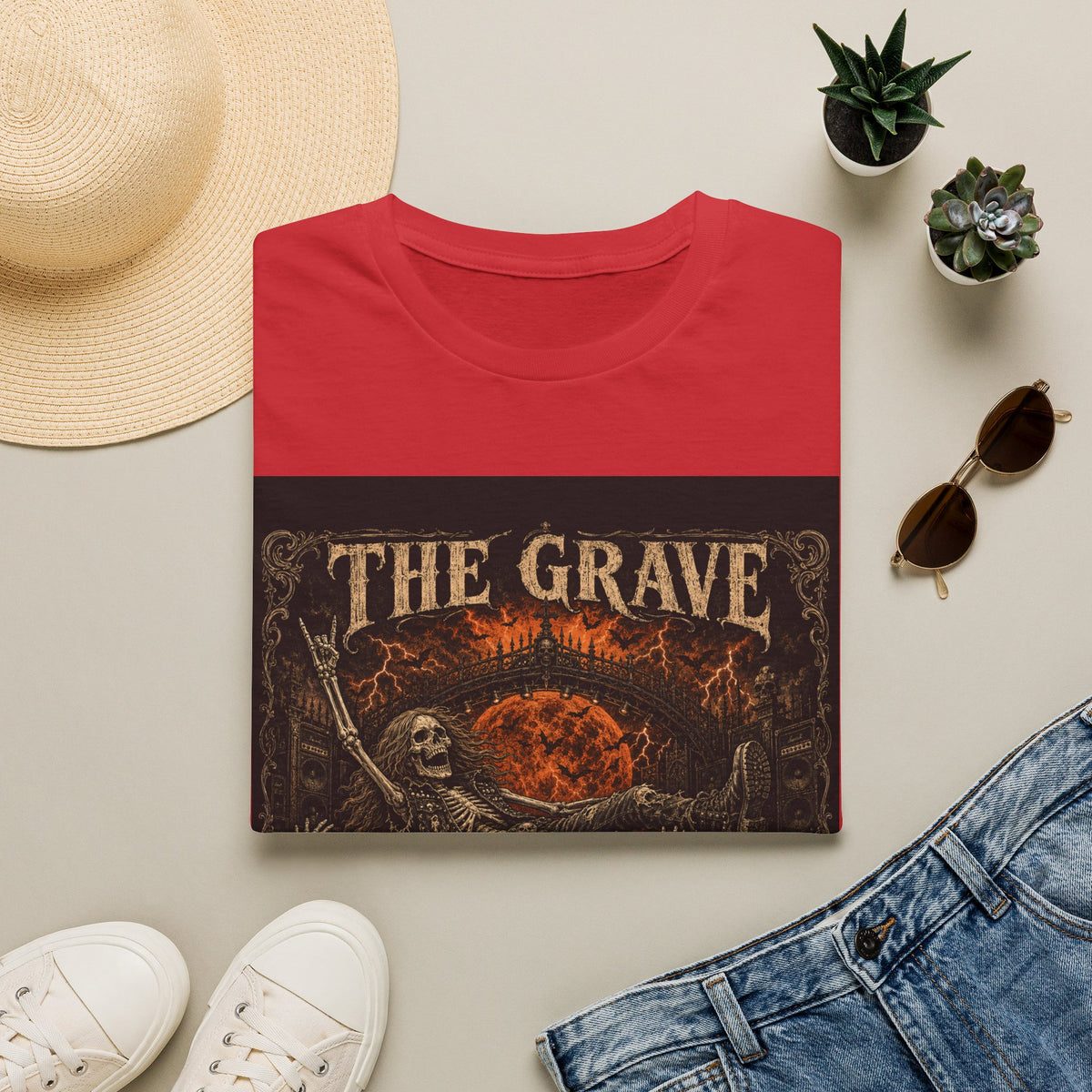 The Grave Can Wait T-Shirt — Vintage Skeleton Rock Gothic Tee
