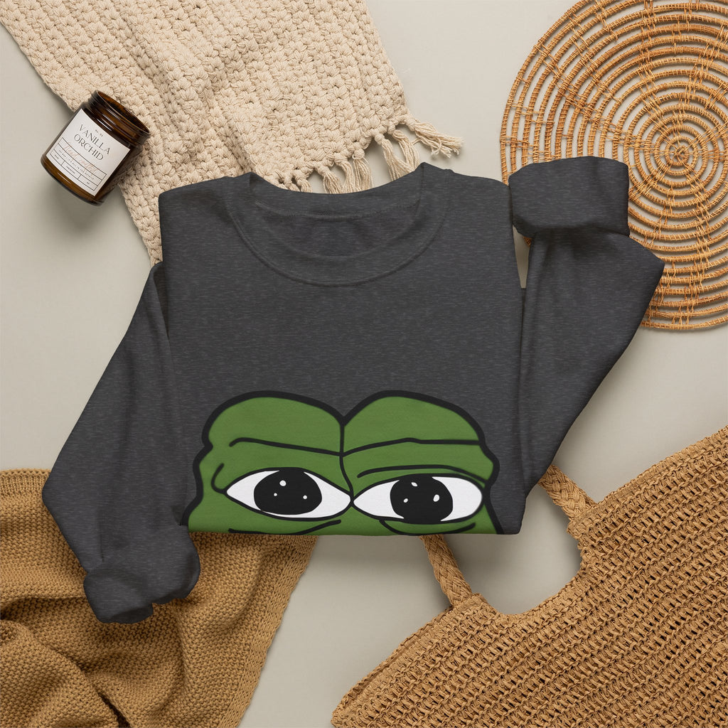 Pepe Frog Graphic Sweatshirt — Sad Frog Meme Crewneck