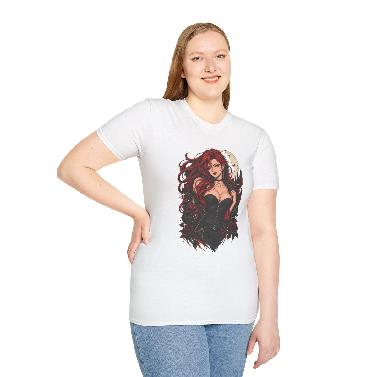 Crimson Dusk | Sexy Gothic Hannya Mask Pin up Woman T-Shirt