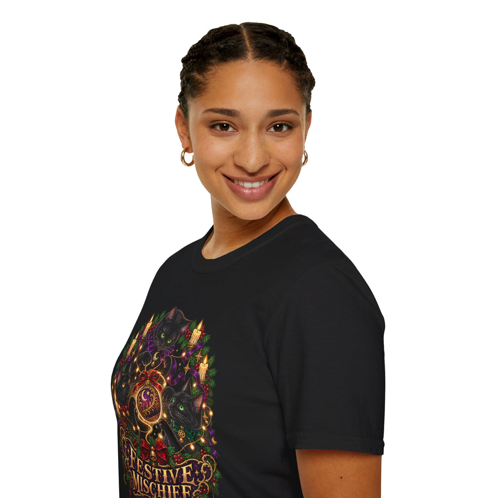 Festive Mischief | Cat Lover Christmas Holiday T-Shirt