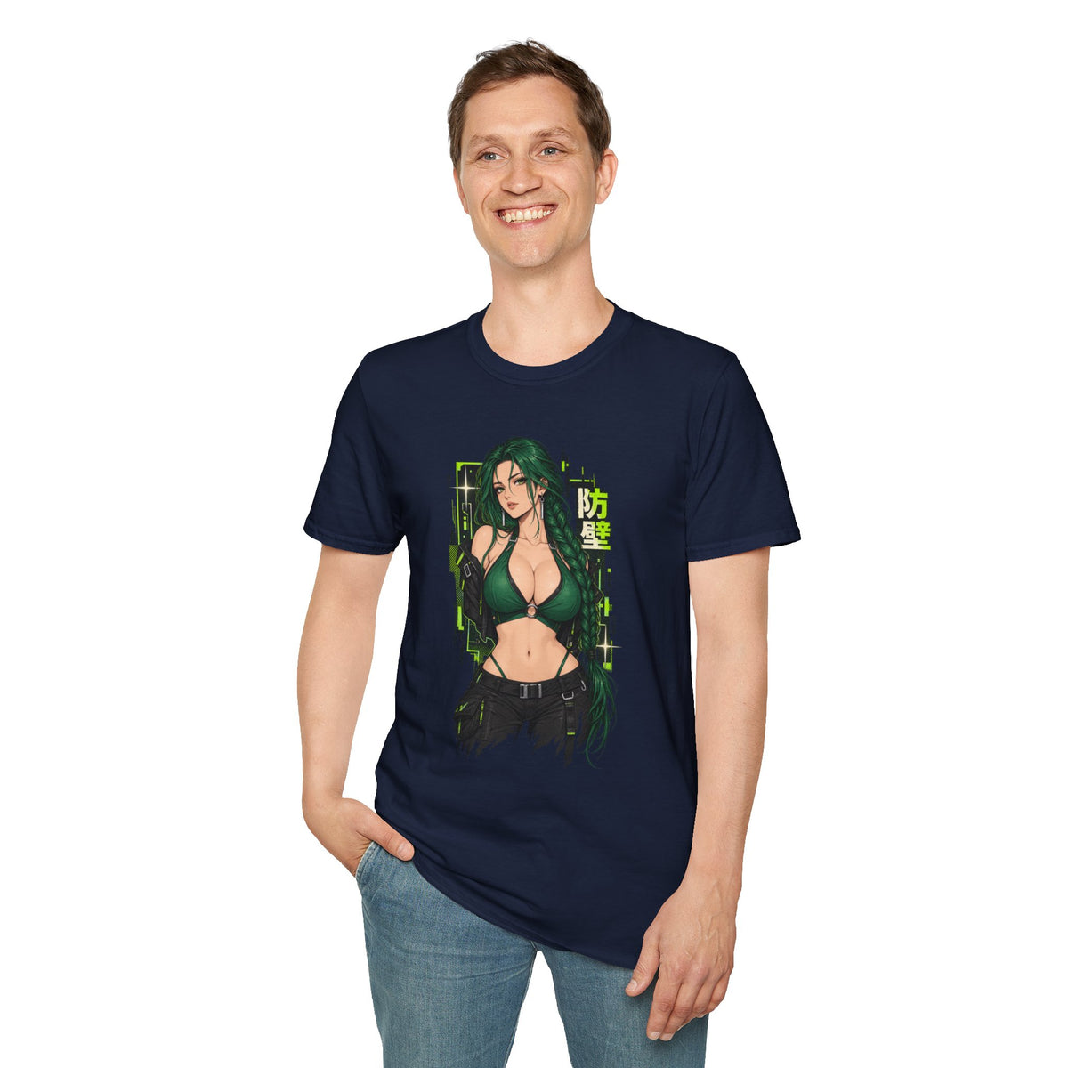 Jade | Anime Green-Haired Sexy Pin Up Girl Warrior Graphic Shirt