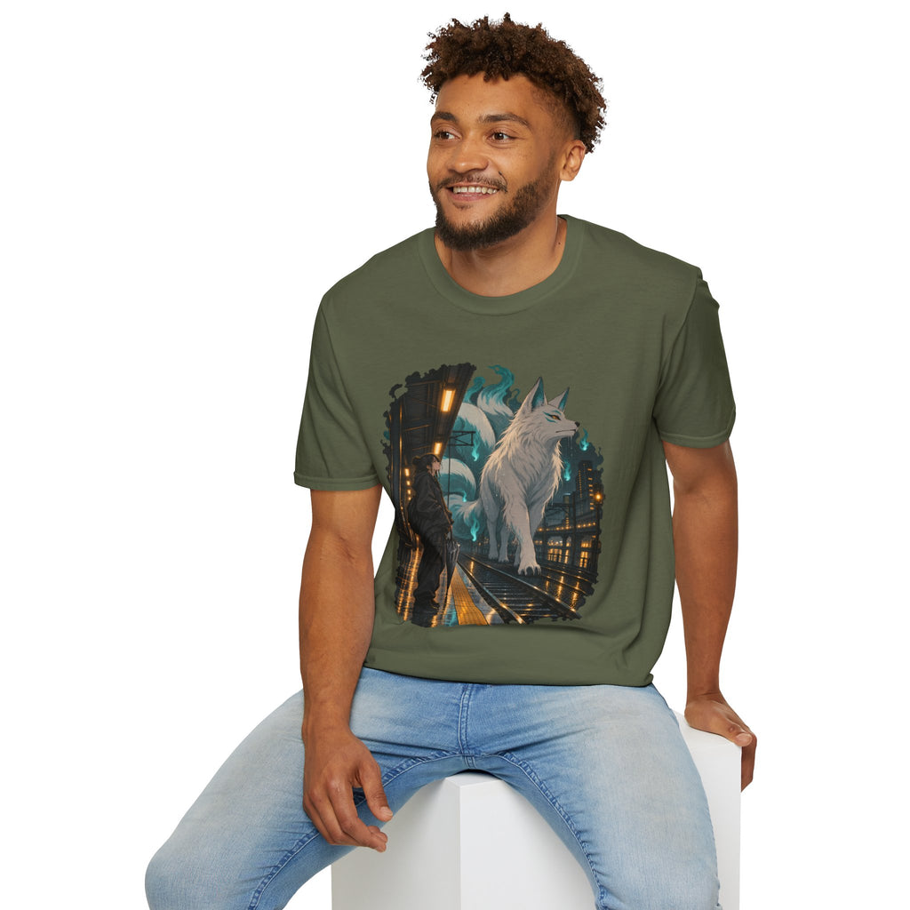 Wolf in the Rain | Last Train Home T-Shirt | Urban Nightscape Graphic Tee