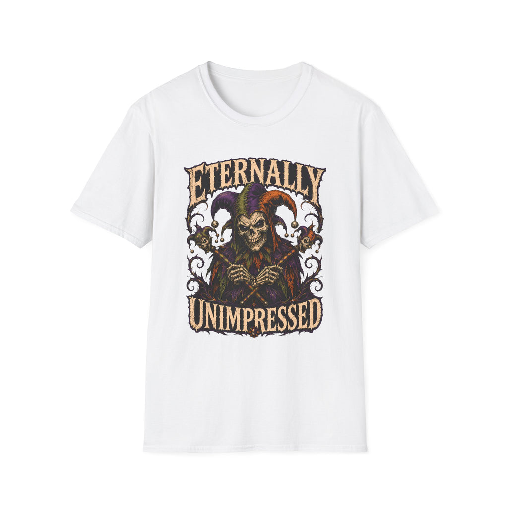 Eternally Unimpressed T-Shirt - Halloween Gothic Jester Skull Graphic Tee