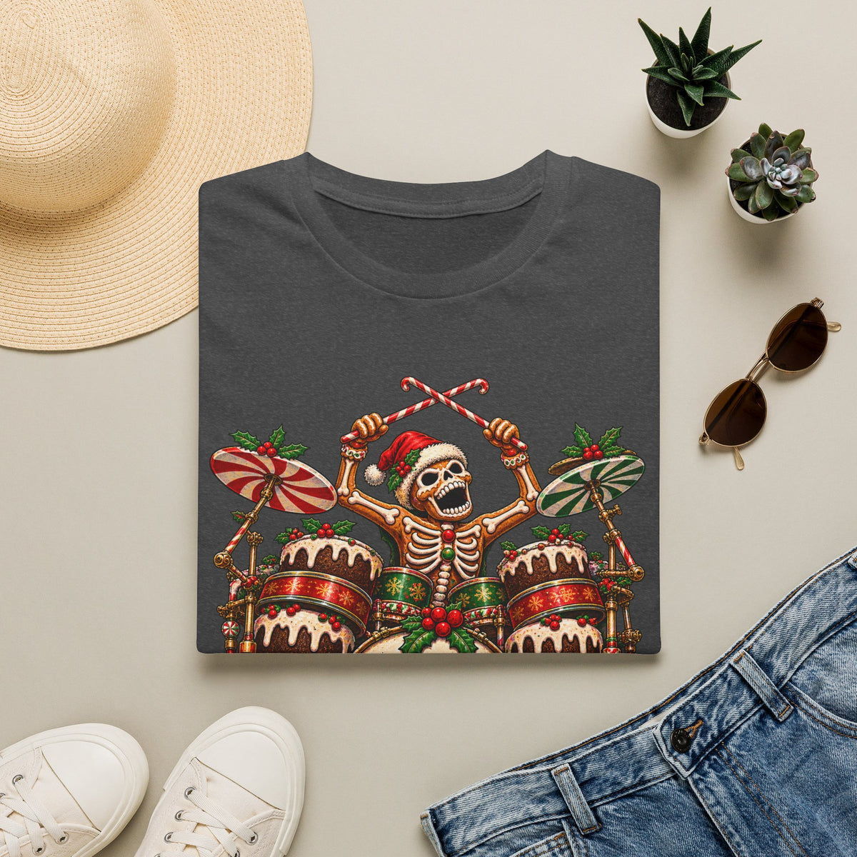 Gingerbread Headbangers | Drummer Christmas T-Shirt