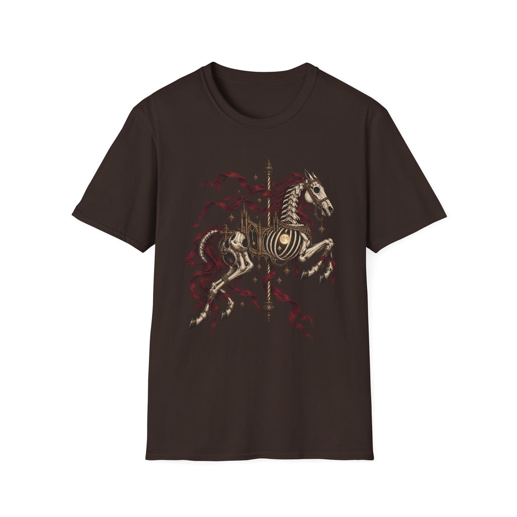 Skeleton Carousel Horse T-Shirt Design | Gothic Dark Fantasy