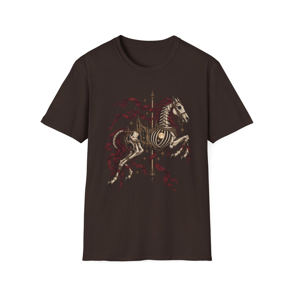 Skeleton Carousel Horse T-Shirt Design | Gothic Dark Fantasy