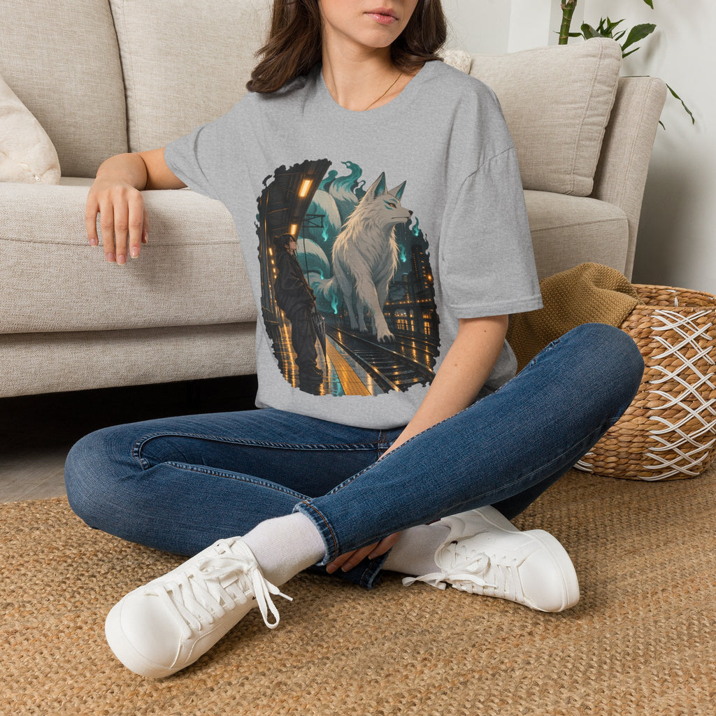 Wolf in the Rain | Last Train Home T-Shirt | Urban Nightscape Graphic Tee