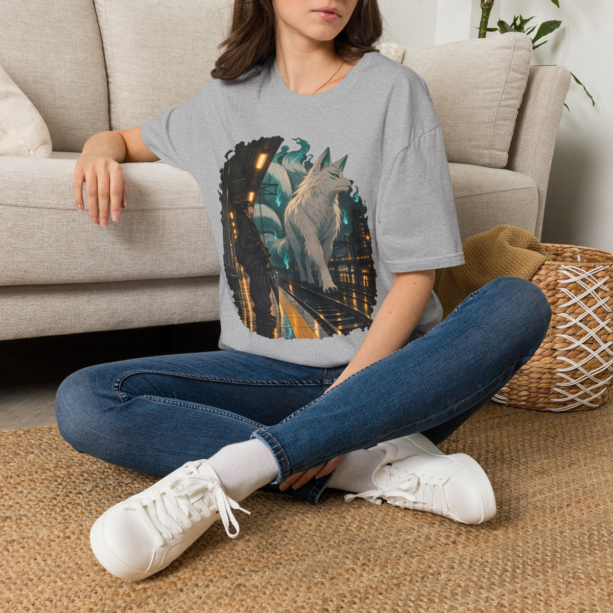 Wolf in the Rain | Last Train Home T-Shirt | Urban Nightscape Graphic Tee