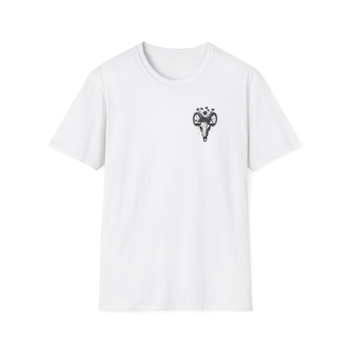 Ram Skull Floral T-Shirt — Gothic Boho Graphic Tee